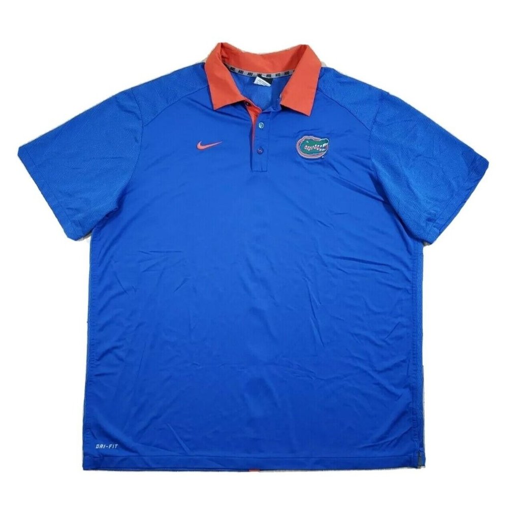 Nike Florida Gators Polo Shirt Adult 2XL XXL Blue Orange UF Football Men's VENT
